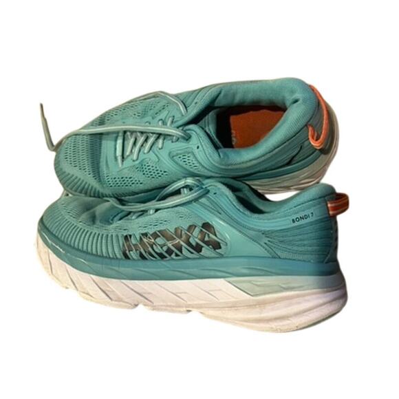Hoka One One women's Bondi 7 Blue Teal size 7 running shoes elevated comfy walk - Picture 2 of 10